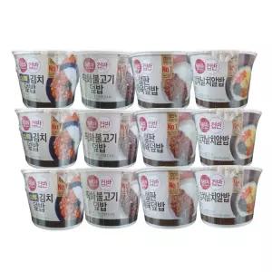 햇반컵반 컵밥세트 4종 12개 (철판제육3+스팸김치3+직화불고기3+김치날치알3)