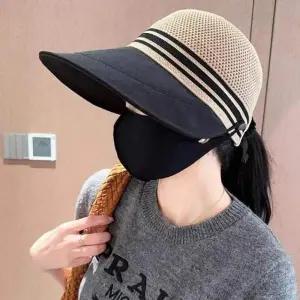 챙모자 빅 챙 메쉬 밀짚 캡 모자 여성 여자 여름 자외선차단