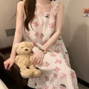 원피스 면잠옷 샤워가운 여성 여름목욕가운 홈웨어 골프 배스로브 실내 얇은 비치 리조트 플라워 슬립 집에