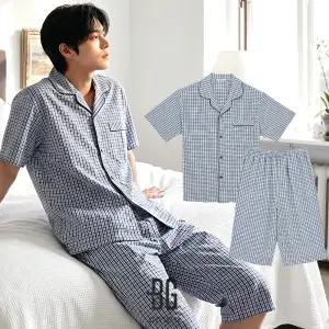 보디가드 남자 여름 잠옷 세트 면 레이온 쿨 냉감 반팔 7부 상하 남성 홈웨어 파자마 BBMNC403