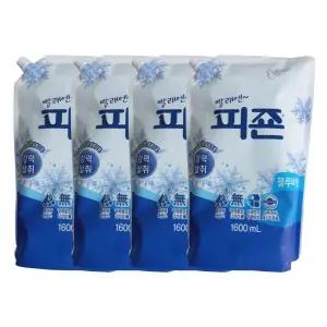 (1600ml 4개) 피죤 블루비앙카/리필용/섬유/유연제/대용량/피존/리필/린스/어린이집/학교/기숙사/향균제