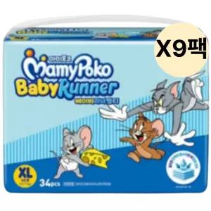 마미포코 팬티 기저귀 베이비러너 특대형 34개 9팩 BNS