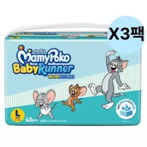 마미포코 베이비러너 팬티 기저귀 4단계 40개 3팩 BNS