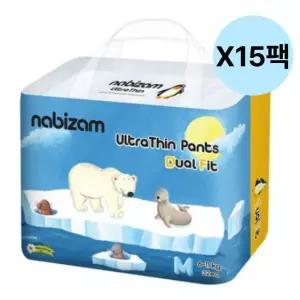나비잠 아기 울트라씬 듀얼핏 팬티 기저귀 M 15팩 BNS