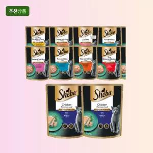 쉬바 주식 간식 파우치 70g 12개 기호성 좋은 부드러운 노령묘용 입짧은 습식 무스형 영양보충 부드러운 잘