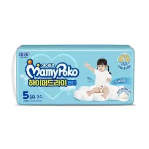 마미포코 하이퍼드라이 팬티 기저귀 여아 특대형 34P 1팩 GST