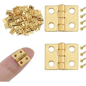 50Pcs 골드 10 x 8mm 미니 인형 집 경첩 180도 가구 주얼리 박스용, 작은 금속 하드웨어 상자 캐비닛 DIY 액세서리용