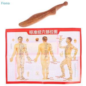 나무 재질 지압 트리거 포인트 마사지 도구 (침술 차트 포함)