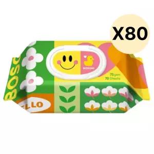보솜이 액션플레이 엠보싱 물티슈 캡형 70매 80팩 BNS