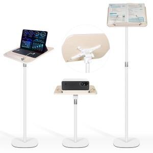 TNNOP 플로어 스탠딩 북 스탠드, 페이지 있는 클립이 연단 스탠드 요리책 높이 가능, 홀더, 독서, 독서용 48.3~129.5CM(19~51인치) 성경, 위한 또는 조절 책 프로젝터를 접이식 튼튼한 노트북,