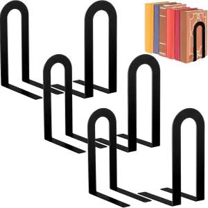 Chunful 6Pcs 모던 메탈 책꽂이 장식용 작은 정리 미니멀리스트 디자인 스토퍼로 사무실용 보관