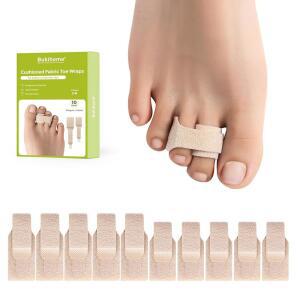 BUKIHOME HAMMERTOE 교정기 - 10팩 발가락 컬, + 재정렬된 (라지 5개, 스트레이트너 베이지) 및 랩 부목 구부러짐, 부러진 해머 여성용 클로, 남성 스몰 5개