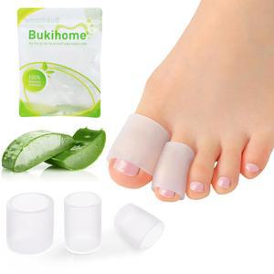 BUKIHOME 실리콘 토 프로텍터 - 알로에 슬리브 14팩, 굳은살, 위한 발가락, 베라 옥수수, 주입 를 물집용 발가락 (멀티 부드러운 추출물 쿠션 젤 망치 사이즈)