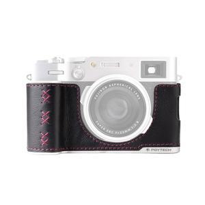 PGYTECH FUJIFILM X100 VI용 천연 가죽 카메라 하프 케이스, 통합 그립 핸들이 있는 레트로 스타일 가죽 프로텍터, 알루미늄 합금 베이스 및 SD 카드 슬롯 (미드나잇 블랙)