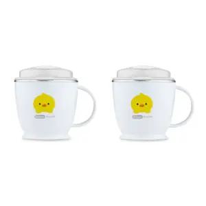 에디슨 유아컵 스텐 물컵 뚜껑 빨대컵 180ml 오리 X2 BNS