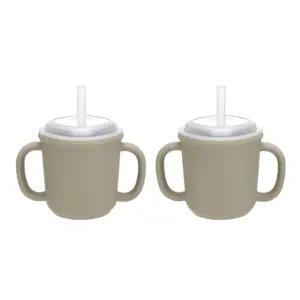 에디슨 유아컵 실리콘 양손 빨대 물컵 베이지 200ml BNS