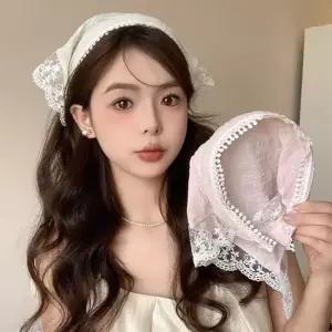 레이스두건 레이스 두건 스타일 머리띠 레이스두건 빈티지머리띠 로리타헤어밴드