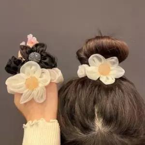 예쁜머리끈 반짝꽃 펄소재 헤어 머리끈 예쁜머리끈 똥머리 반머리 헤어슈슈 머리밴드