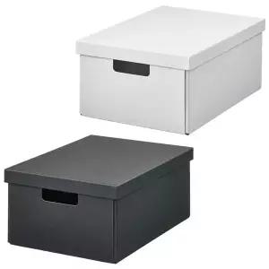 [마켓비]이케아 FJADERHARV 피에데르하르브 수납상자+뚜껑 중형 25x35x16cm 수납박스 서류함 정리함