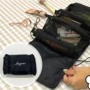 블랙 소품 보관 파우치 찍찍이 탈부착 분리 세면도구