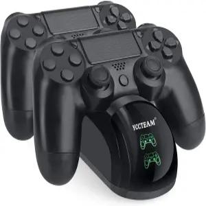 PS4 컨트롤러 충전기 업그레이드된 슬림/PS4 프로 고속 충전 포트 도킹 스테이션 스탠드 블랙