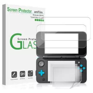 새로운 닌텐도 2DS XL 2017용 화면 보호팩 글래스 상단 2개 PET 하단 4개 패키지로 제공되는 6개의