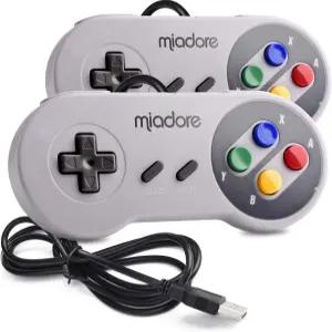 SNES 레트로 게이밍용 USB 컨트롤러 2팩 윈도우 PC MAC 리눅스 레트로피 라즈베리 파이 3용 미아도어