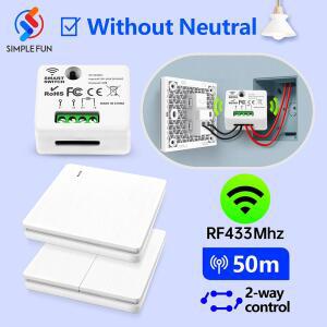 히든센서 중립 433MHZ 릴레이 수신기가없는 RF 스마트 제어 램프 AC 스위치 라이트 220V 110V 무선 원격 MOUDLE 미니