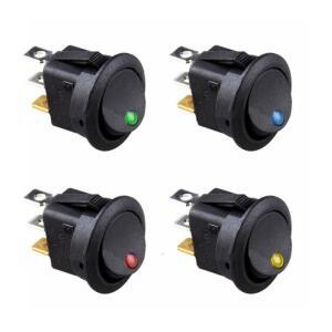 LED 도트 라이트 로커 스위치  자동차 보트 라운드 ON/OFF SPST KCD1 10A  12V  220V
