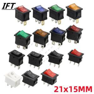 KCD1 2/3/4/6 핀 로커 스위치 ON-OFF 6A/10A 250V/125V AC 2/3 빨간색/검정색 전원 15x21mm 포함)