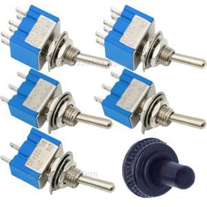 5피스 라이트 블루 토글 스위치 ON-OFF-ON/ON-OFF 3Pin 3 래칭 MTS-103 AC 125V/6A 250V/3A 방수 캡