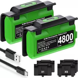 Xbox One 및 Series X용 DINOSTRIKE 충전식 배터리 팩 S 컨트롤러 백 커버 페이스플레이트 4개와 USB C