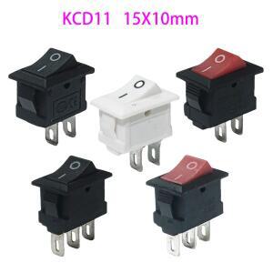 소형 로커 스위치 미니 소형 보트 ON OFF 스냅 시소 KCD11  6A  125V  3A  2 핀  3 10x15mm  5 개