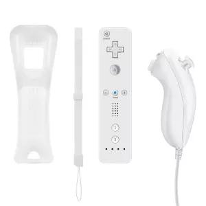 실리콘 케이스와 손목 밴드가 있는 GLOWANT Wii 컨트롤러 모션 플러스가 내장된 Nunchucks 리모컨 - U