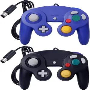 ONE250 2팩 클래식 쇼크 조이패드 유선 컨트롤러 Wii NGC 게임큐브 게임큐브(블랙 블루)와 호환 가능