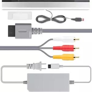 롱롱진 얼티밋 3 in 1 Wii 코드 어댑터 키트 - 전원 센서 바 복합 오디오 비디오 케이블 닌텐도 게임과