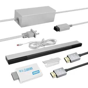 LA NREUCETS 4 in 1 Wii 센서 바 - HDMI 어댑터 컨버터 전원 코드 AC 닌텐도 액세서리와 호환되는 4.92FT