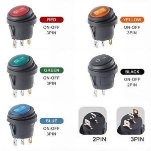 온오프 방수 차량 보트 스위치 라운드 SPST 3Pin 로커 6A 10A 250V AC LED
