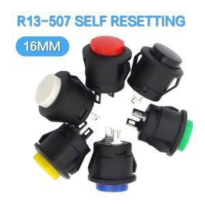 5/20피스 스냅온 R13-507 버튼 스위치 16MM 원형 무잠금 셀프 리셋 6A 125V/3A 250VAC