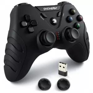 듀얼링커 PC 컨트롤러 무선 홀 효과 조이스틱과 진동이 있는 PS3 게임패드 윈도우 11 10 8용 2.4G 게이밍