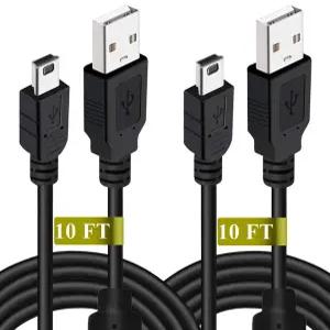 드리무어 2팩 10피트 PS3 컨트롤러 충전 케이블 - 무브 플레이스테이션 3 무선 TI84 플러스 CE 디지털