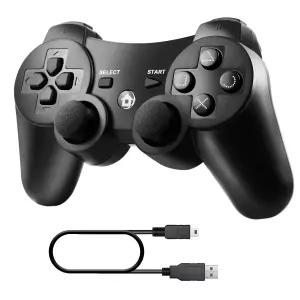 PS-3용 Diswoe 컨트롤러 무선 블루투스 게임패드 조이스틱 충전 케이블 쿵쿵 그립이 있는 Play_Station 3용