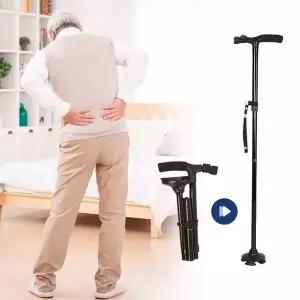 접이식 네발 지팡이 노인 어르신 LED 보행 보조기 노인지팡이 (WC76418)