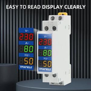 Din 레일 18mm 전압 HZ 미터 AC 80-500V 220V 100A 모듈형 LED 표시기 디지털 볼트 테스터