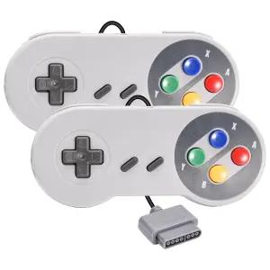 오리지널 SNES 콘솔용 키위타 2팩 유선 컨트롤러 슈퍼 엔터테인먼트 시스템 콘솔-7핀 커넥터와 호환되는