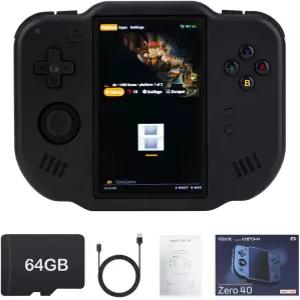 MagicX Zero 40 핸드헬드 게임 콘솔 4.0인치 IPS 스크린 레트로 비디오 4300mAh 긴 배터리 수명 및 64GB TF