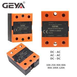GEYA GSR1-1 솔리드 스테이트 릴레이 DC-AC AC-AC, 단상 SSR 10A 25A 40A 60A 80A 커버 없음