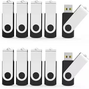 Aiibe 10 팩 8GB USB 플래시 드라이브 2.0 엄지 메모리 스틱 지퍼 벌크 블랙