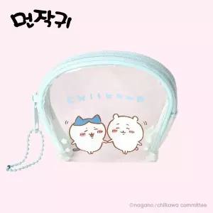 [하프클럽/]먼작귀 블루 반원 투명파우치