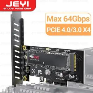 JEYI 데스크탑 PC용 확장 카드 M.2 PCIe 4.0 3.0 SSD 어댑터 GEN4 풀 스피드 64Gbps X4 X8 X16